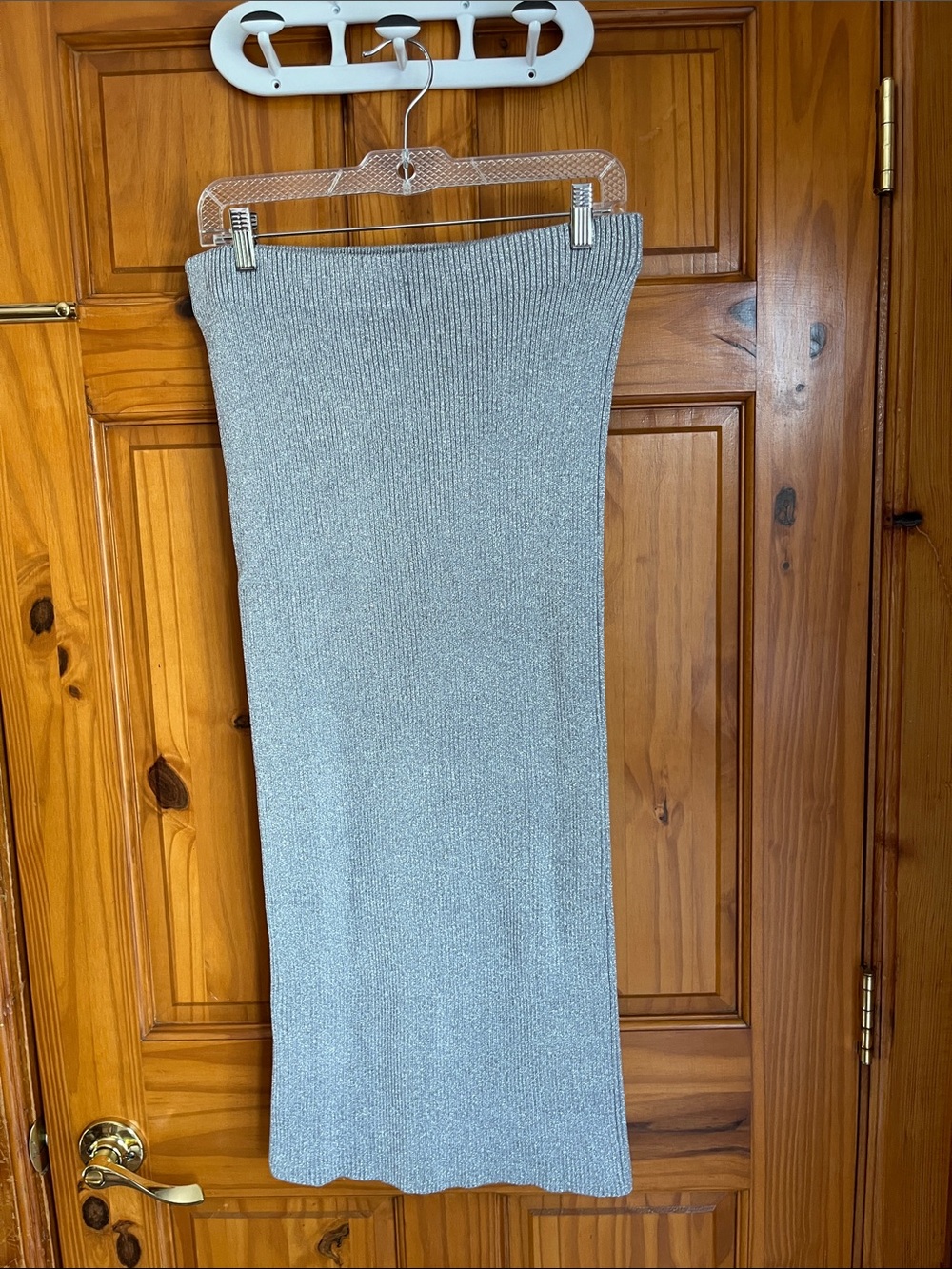 H&M Silver Ribbed Maxi Skirt